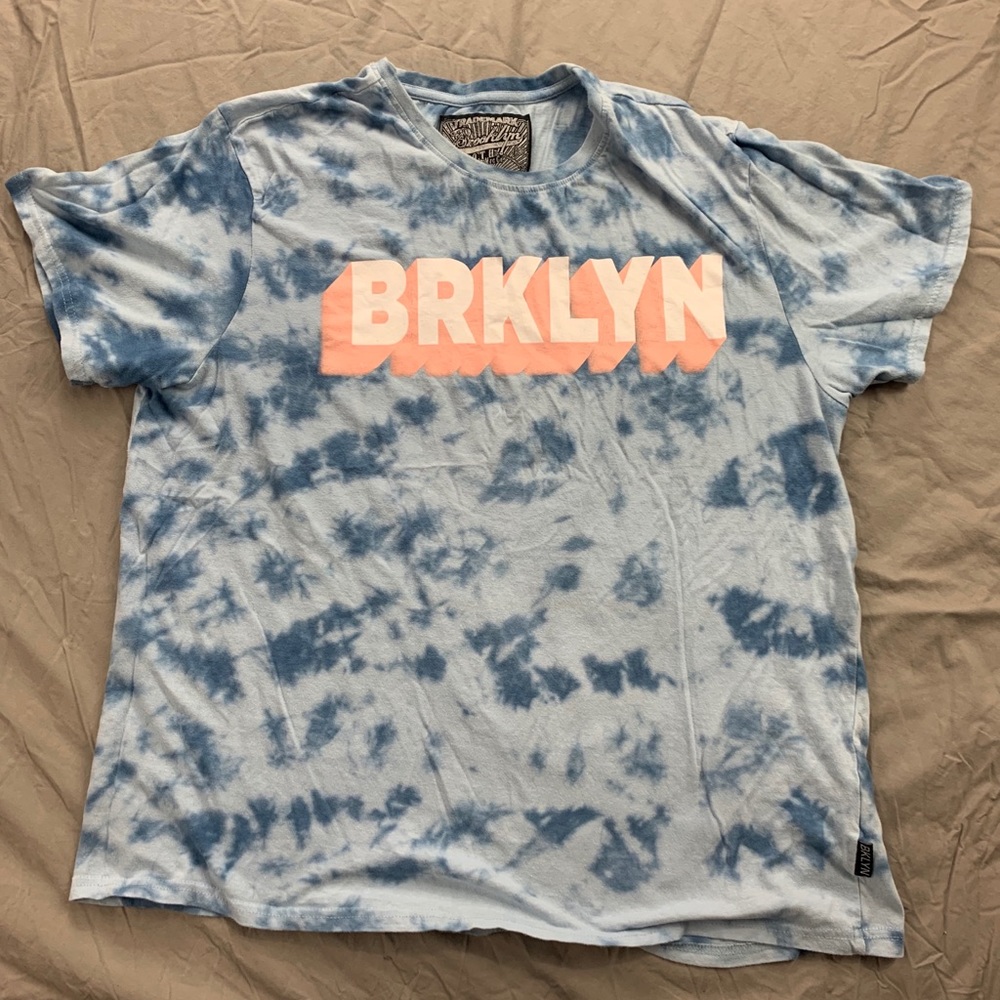 blue BRKLYN tie dye shirt